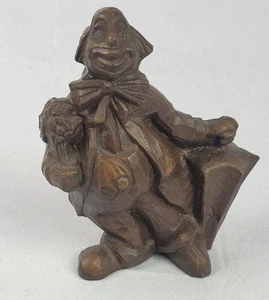 Vintage rote Mühle zerkleinert Faux rot Holz Pekannuss Muschel Harz Zirkus Clown Figur - Bild 1 von 13