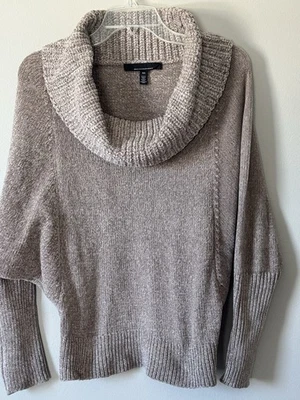 WHBM XS Beige Chenille Batwing Sleeve Cowl Neck Sweater White House Black Market - Image 1 of 4