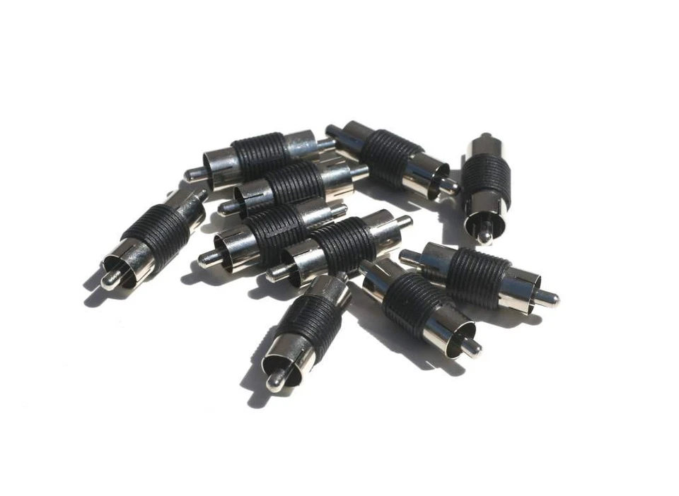 10 pack RCA Male to RCA Male M/M Plug Coupler AV Audio Adapter Cable Connector - Image 1 of 1