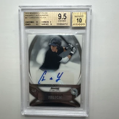 2010 BOWMAN STERLING PROSPECT AUTO CHRISTIAN YELICH - BGS 9.5 AUTO 10 - Image 1 of 4