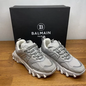 Balmain B-East Men's Low Top Sneaker Shoes Grey Turquoise Size 42 / US 9 - Italy - Picture 1 of 21