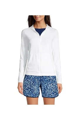 NWT Lands' End Women's Full Zip Hooded UPF50 Rashguard White XS-XL $60 4C722 - Image 1 of 4