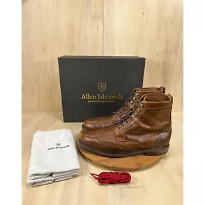 Allen Edmonds Long Branch Brown Leather Wingtip Boots M 12D W/Box - Picture 1 of 11