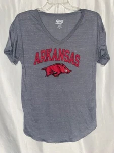 Arkansas Razorbacks Grey NCAA Blue 84 Short Sleeve T-Shirt Sport Fan - Picture 1 of 4
