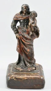 Antigua estatua sagrada barroca de madera tallada madre e hijo arte popular figura religiosa - Imagen 1 de 12