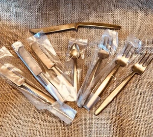 Brasstone Gold Metal silverware mixed lot as shown Midcentury small 8 pc - Picture 1 of 5