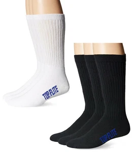 Top Flite Herren Sport Athletisch Crew Baumwolle Uni Arbeit Weiß Söckchen 3 Paar - Bild 1 von 7