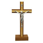 Standkreuz Mahagoni Olivenholz Korpus Metall 17 x 8,5 cm Altarkreuz Trauerkreuz