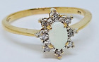 Fd 10Kt Yellow Gold Oval Opal And Baguette Diamond Halo Ring  Size 8