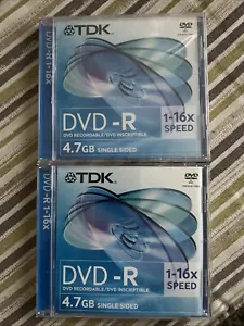 2x TDK DVD-R Recordable/Inscriptible - 4.7gb 1-16X -New - Picture 1 of 2