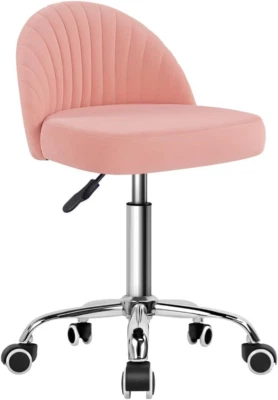 Rolling Stool Swivel Office Chair Velvet Vanity Chairs Height Adjustable Stools - Image 1 of 4