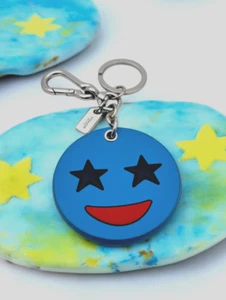 Coach Unisex Leather Rare Neon Blue Happy Original Emoji Limited for Collectors - Picture 1 of 3