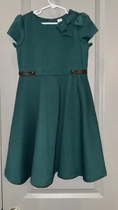 Janie & Jack Mädchen grünes Kurzarmkleid, Schleife Akzent, 6. Neu mit Etikett - Bild 1 von 6