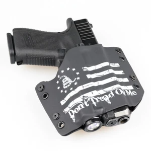 OWB Kydex Light Bearing Holster for Guns with Baldr Mini - DON'T TREAD B&W FLAG - Picture 1 of 9