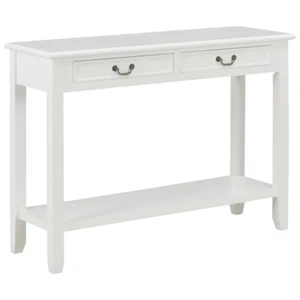 NNEVL Console Table White 110x35x80 cm Wood - Picture 1 of 8