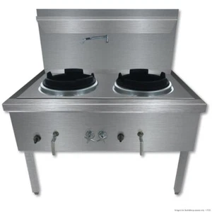GasMax Stainless Steel Waterless Nature Gas Double Wok Chimney Burner - Woks... - Picture 1 of 2