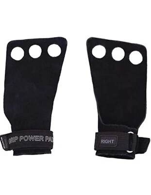 Grip Power Pads For Weight Lifting With Adjustable Hook & Loop Strap Black Large - Image 1 of 4