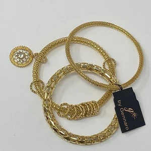 G by Gennaro Damen 3er Set goldfarben Armreif Armbänder klar Kristall Charm - Bild 1 von 6
