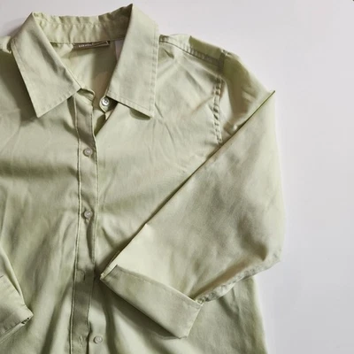 Blusa Liz Claiborne Verde Abotonada Manga Cuarto 100% Algodón Talla M Foto 1 de 4