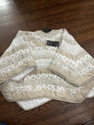 Rachel Zoe Árbol de Navidad Falda Forrada Dorado Blanco Copo de Nieve Árbol Vacaciones 52” Leer Foto 1 de 4