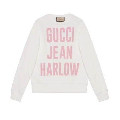 NWT Gucci Jean Harlow White Pink Long Sleeve Crewneck Sweatshirt Womens Large  - Image 1 of 4