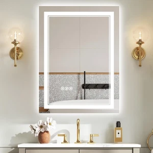 TIFULLHOME Specchio Bagno Led 24x32 Pollici con Frontale e Retroilluminato, 3 Colori - Foto 1 di 9