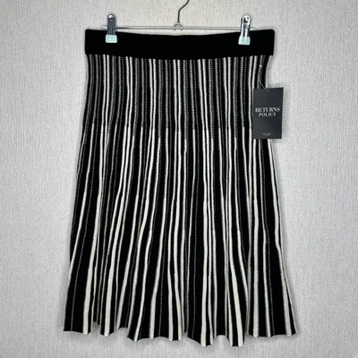 Pure Collection Pleated Skirt Women UK M Black white Wool Cashmere knit rrp £140 - Image 1 of 4