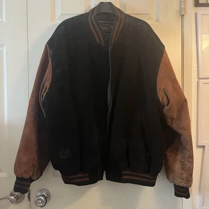 Vintage Varsity Brown Black Princeton N.J Men's Jacket Size XL *MISSING ZIPPER - Picture 1 of 6