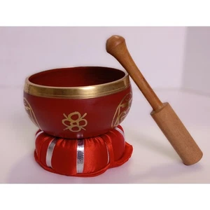 Tibetan 1st Red Root Chakra Muladhara Brass Singing Bowl w Box - Picture 1 of 9