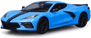 MAISTO, 2020 CHEVROLET Corvette Stingray coupé Z51 blu con strisce nere, 1/24... - Foto 1 di 2