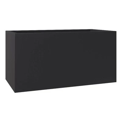 LeisureMod Bloom Rectangular Planter in Fiberstone and Clay Black 12" - Image 1 of 4