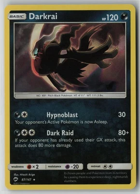 Darkrai 87/147 Pokemon Burning Shadows Rare Near Mint Holo Card (NM) 1 - Image 1 of 2