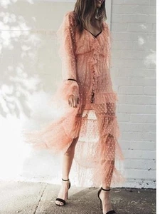 Original ALICE MCCALL Flamenco Dress Size AU/UK 12, US 8 Maxi Rose Gold Polkadot - Picture 1 of 20
