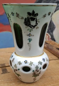 Moser Vase Verre Overlay Ancien - Imagen 1 de 8