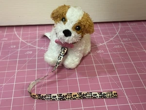 Our Generation Battat Small Mini White & Brown Plush Puppy Dog w/ Leash 3.5" Pet - Picture 1 of 3