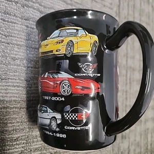 National Corvette Museum Mug Cup Embossed Black Colorful Corvettes GM - Picture 1 of 7
