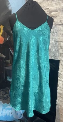 Antigo California Miss Chemise Lingerie Slip Cami Verde Floral Jacquard Tamanho Grande - Imagem 1 de 4