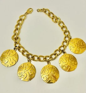 Vintage Escada 62 Chunky Gold Halsband Halskette Karabinerverschluss unsigniert - Bild 1 von 3