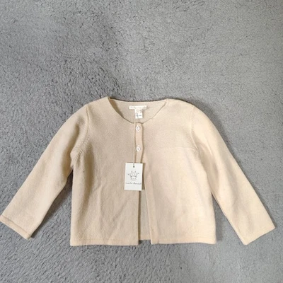 Кардиган Marie-Chantal для девочек 18 М бежевый 100% кашемировый фиолетовый вязаный с длинным рукавом новый с Ярлыками - Изображение 1 из 4