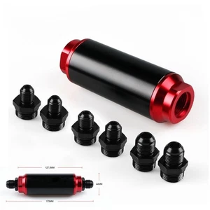 Universal Racing In-Line Fuel Filter With AN6 AN8 10 Fittings Adapter 40 Micron - Picture 1 of 15