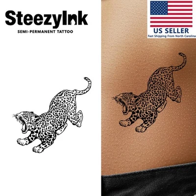 Tatuaje temporal SteezyInk Roaring Leap dura hasta 2 semanas 3 x 6 pulgadas Foto 1 de 4