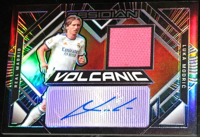 2021-22 Obsidian Luka Modric Volcanic Material Signatures PURPLE #/75 Patch Auto - Image 1 of 3