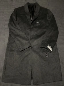 London Fog Signature Men's Wool Blend Coat Dark Charcoal Overcoat Size 48L - Picture 1 of 9