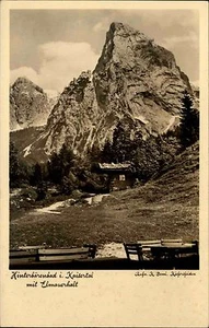 Hinterbärenbad im Kaisertal alte Ansichtskarte ~1950/60 Totale mit Elmauerhalt - Bild 1 von 2