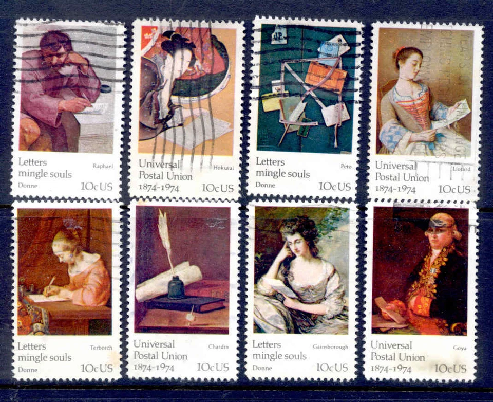 UNIVERSAL POSTAL UNION 8 Stamps Set #1530-37 US 1974 UPU 10-Cent Used - Image 1 of 1