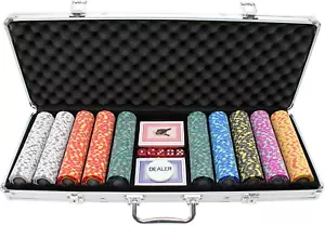 500 Stück 13,5g Ton Poker Chips Casino Qualität Ultimate Set Schwergewicht mit Etui - Bild 1 von 2