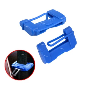 2x Car Safety Seat Belt Buckle Clip Blue Anti-Scratch Cover Silicone Accessories - Picture 1 of 6