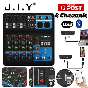 JIY 5 Channel Audio Mixer Bluetooth Sound Console DJ Live Mixing PC USB Record - Picture 1 of 23