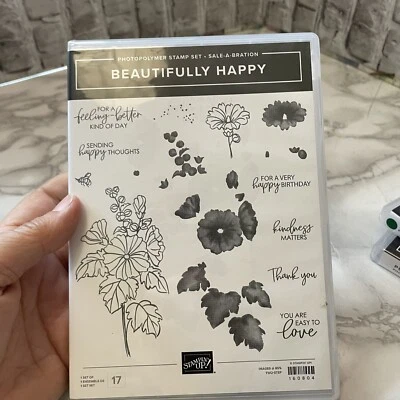Stampin' Up Photopolymer Stamp Set - BEAUTIFULLY HAPPY  - 17pc set VGC - Image 1 of 4