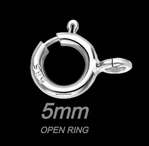 5mm STANDARD WEIGHT 14k White Solid Gold Spring Ring Clasp OPEN Jump RHODIUM USA - Picture 1 of 4